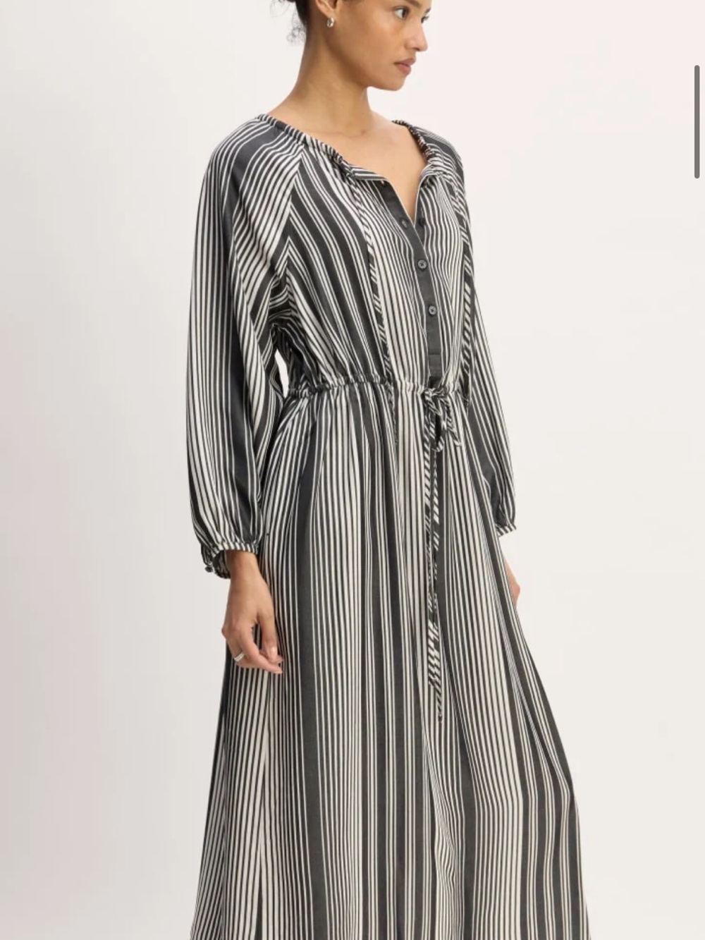 Everlane The TENCEL™ Gathered Maxi Dress | Black / White - Size Medium